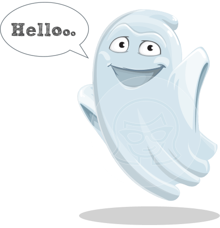 Cute Ghost Cartoon Vector Character AKA Boo Transparento